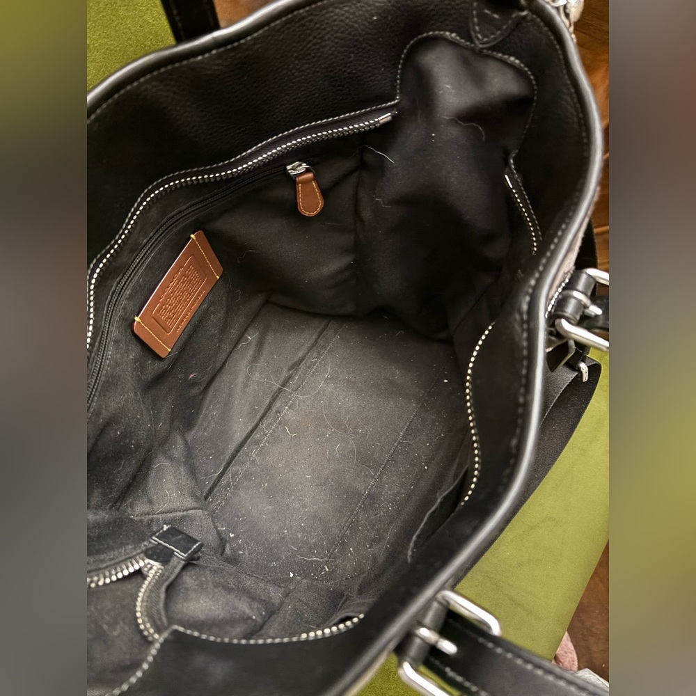 COACH Black & Grey Sprint Tote Canvas Messenger Signature Jacquard Top Zip Bag - Picture 2 of 5